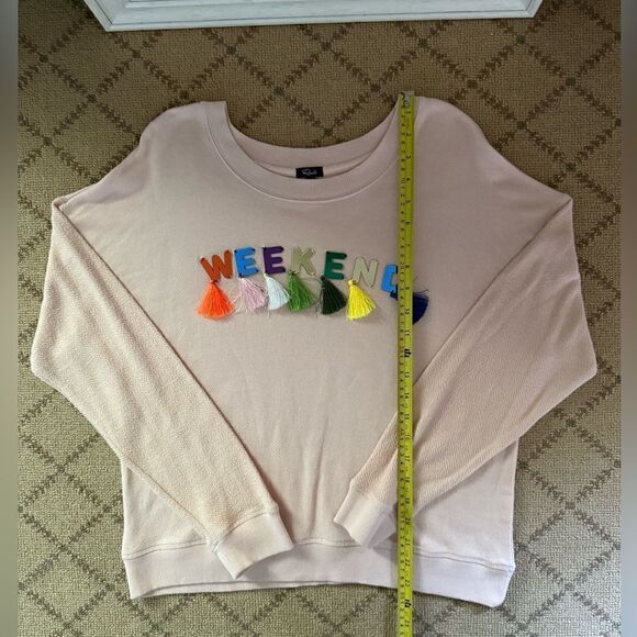 Rails light pink long sleeved crew neck crop sweatshirt with text details - L - Picture 5 of 11
